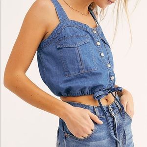 Free People Palm Desert Denim Top XL